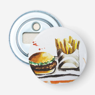 Burger & French Fries Original Water Colour Tote B Bottle Opener