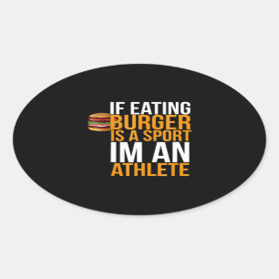 Burger Hamburger BBQ Humour Funny Pun Gift Idea Oval Sticker