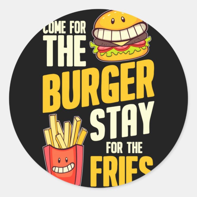 Burger hamburger bbq meat - cheeseburger classic round sticker (Front)