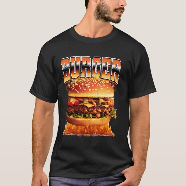 Burger Hamburger Cheeseburger 90s Bootleg Style T-Shirt (Front)