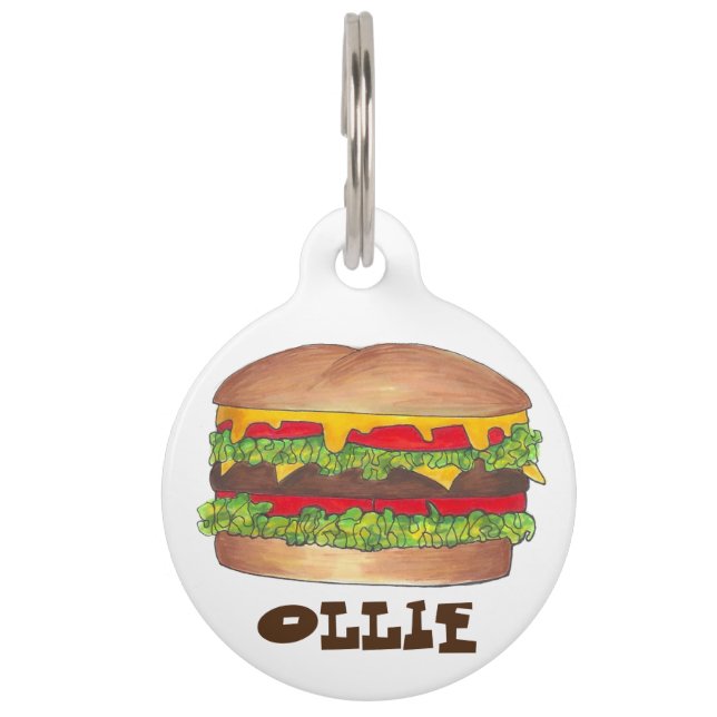 Burger Hamburger Cheeseburger Fast Food Foodie Pet Tag (Front)