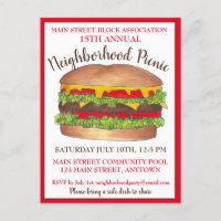 Burger Hamburger Cheeseburger Picnic Cookout Party