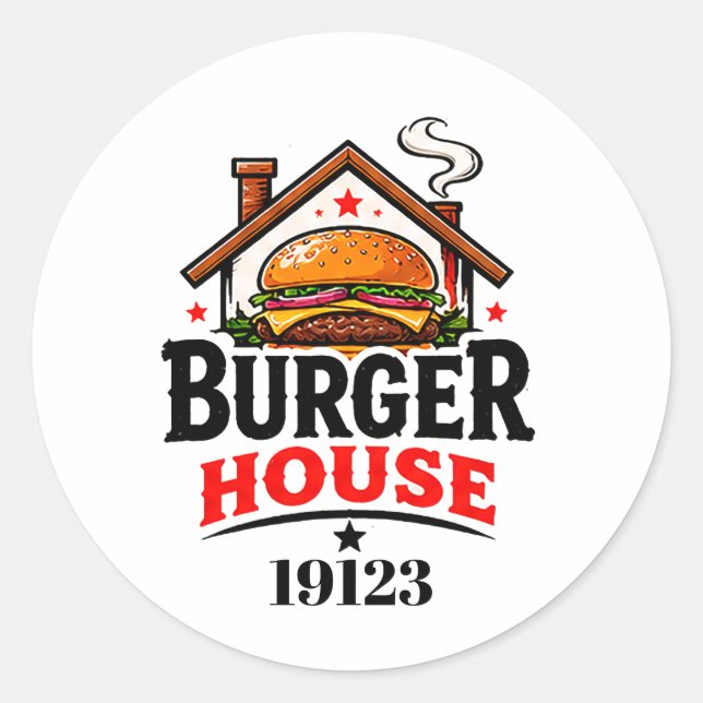 🍔 Burger House Restaurant Kitchen Staff Team 👨‍ Classic Round Sticker (Front)