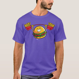 Burger Lifting Fries   Funny Burger  T-Shirt