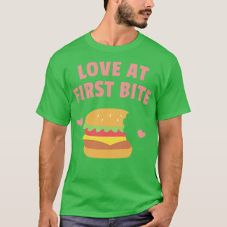 Burger Love At First Bite Funny T-Shirt