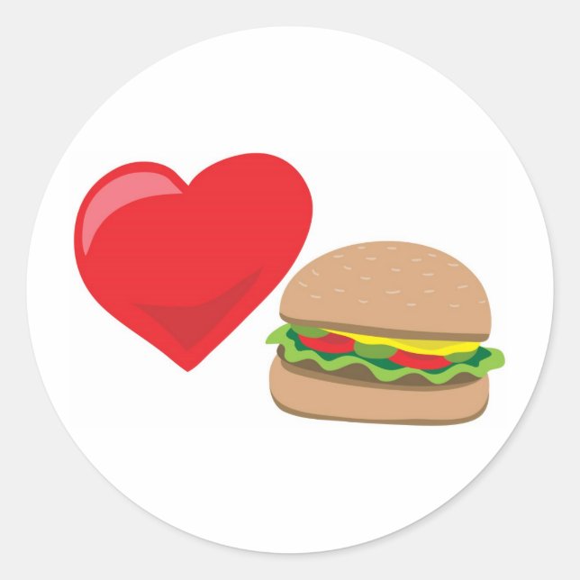 Burger Love!  Customisable: Classic Round Sticker (Front)
