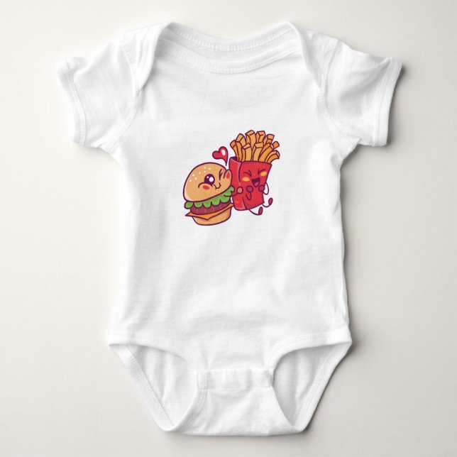 Burger Loves Fries Baby Bodysuit (Front)