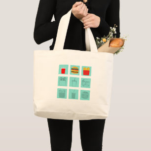 Burger meal set large tote bag