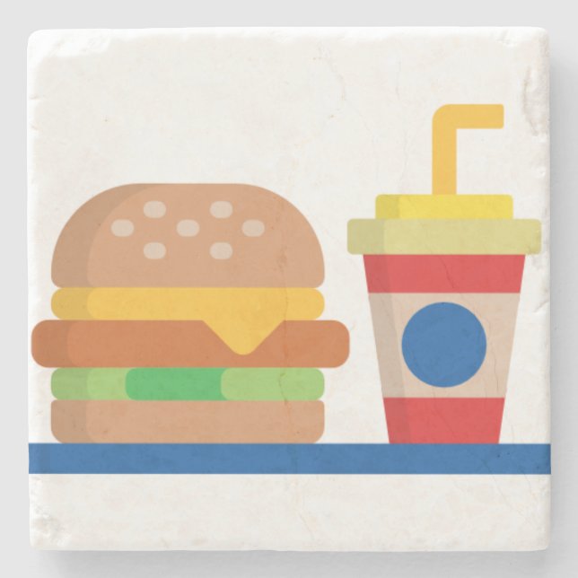 Burger Meal Stone Coaster (Front)