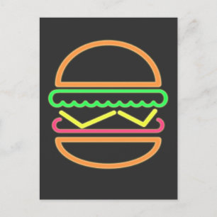 Burger Neon Tshirt - Classic 80s Retro Postcard