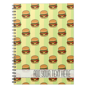 Burger Pattern Custom Notebook