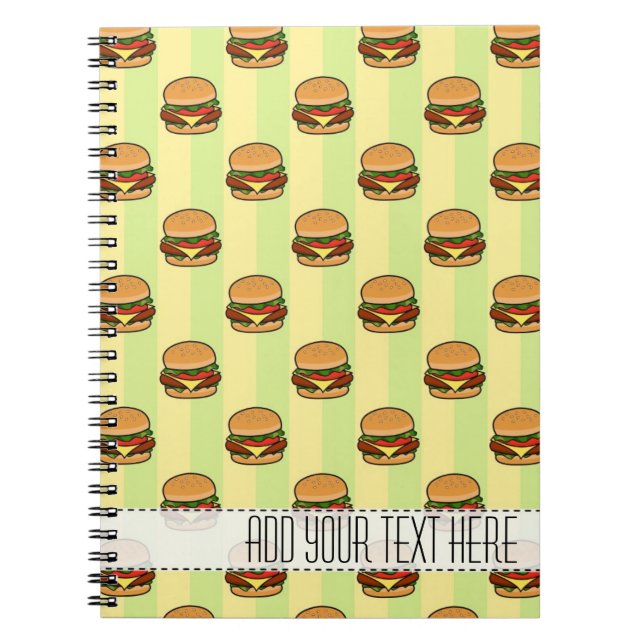 Burger Pattern Custom Notebook (Front)