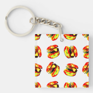 Burger Pattern Key Ring