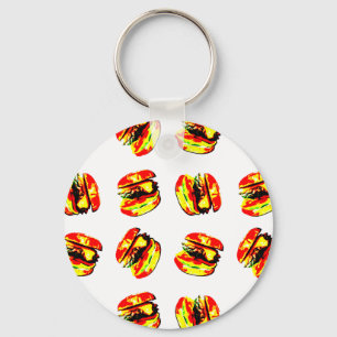 Burger Pattern Key Ring