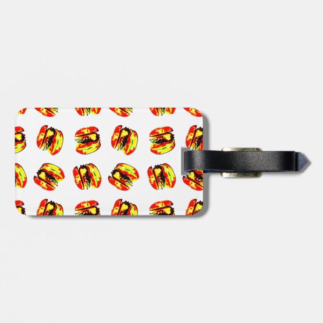 Burger Pattern Luggage Tag (Back Horizontal)