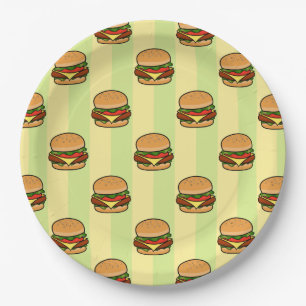 Burger Pattern Paper Plate