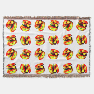 Burger Pattern Throw Blanket