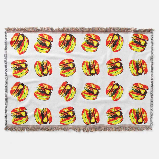 Burger Pattern Throw Blanket (Front)