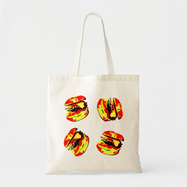 Burger Pattern Tote Bag (Front)