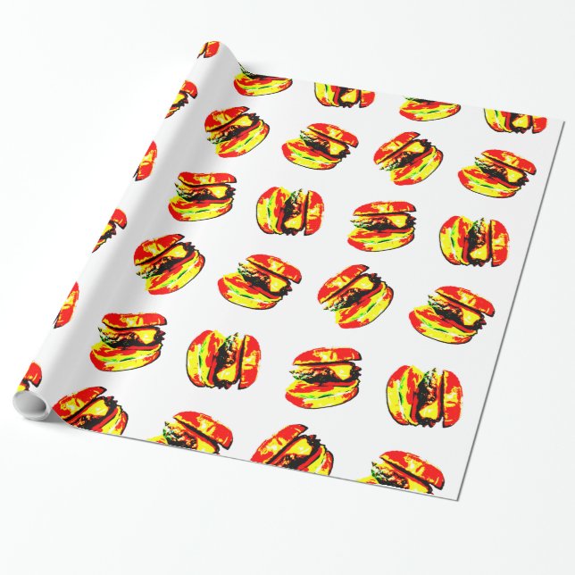 Burger Pattern Wrapping Paper (Unrolled)