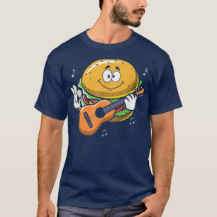 Burger Playing Guitar, Guitarist Player Uke Ukulel T-Shirt