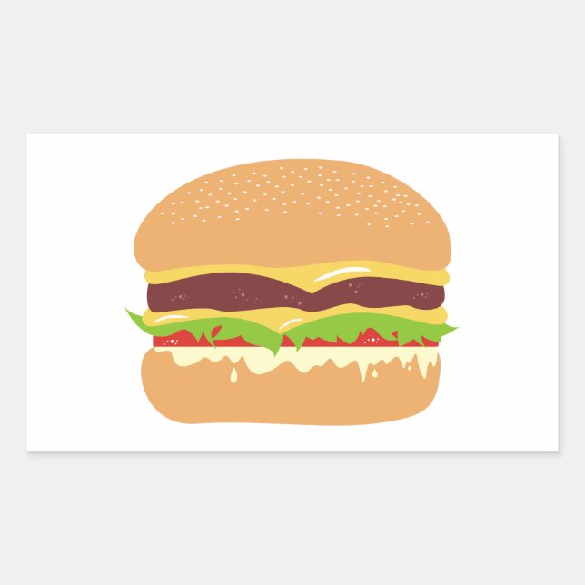 burger rectangular sticker (Front)