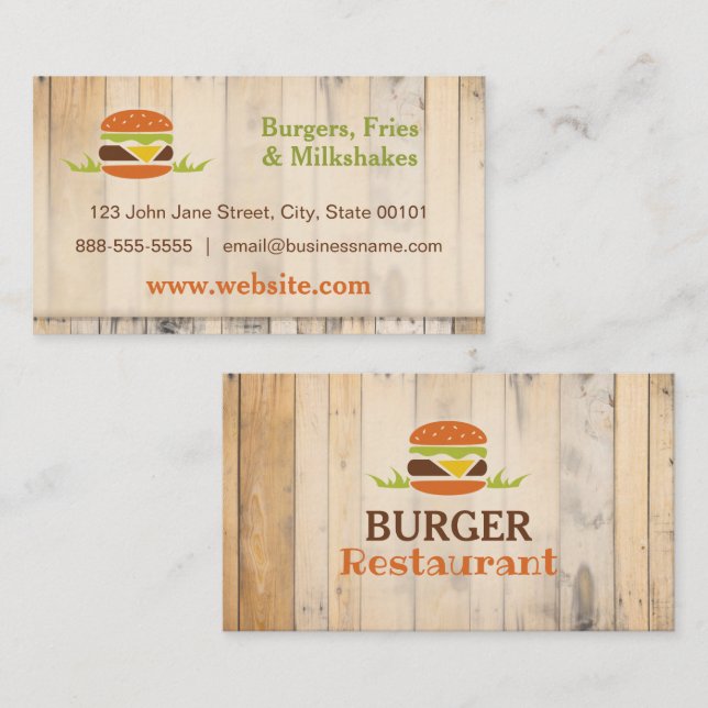 Burger Restaurant Business Card (Front/Back)