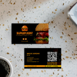 Burger Restaurant Business   Minimalist Dark  Business Card