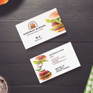 Burger Restaurant Business   Minimalist White Card