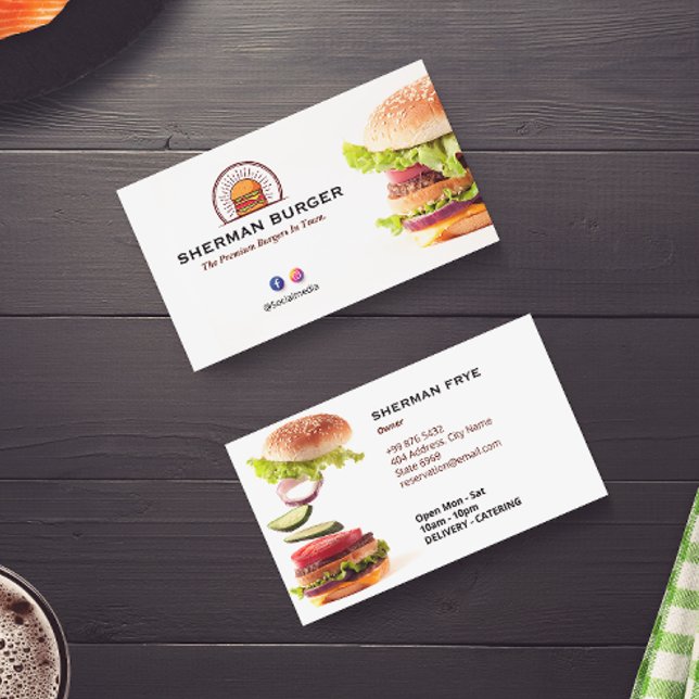 Burger Restaurant Business | Minimalist White Card (Creator Uploaded)