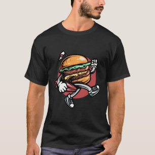 Burger Samurai Action Illustration T-Shirt