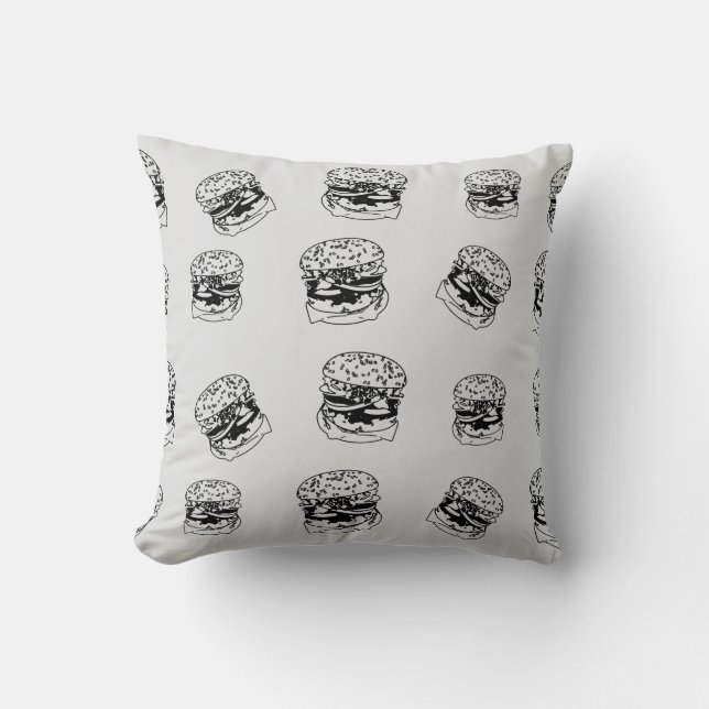 Burger Shop Style Pattern Cushion (Front)