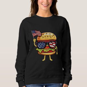 Burger Sunglasses American Flag USA 4th Of July Sweatshirt