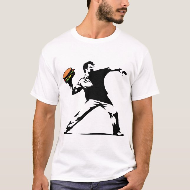 Burger thrower stencil t-shirt design (Front)