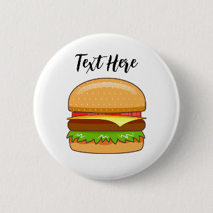 Burger Vector Illustration 6 Cm Round Badge