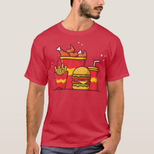 Burger with Fried Chicken French Fries And Soda T-Shirt