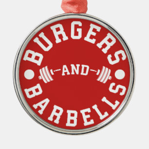 Burgers and Barbells - Funny Workout Motivational Metal Tree Decoration