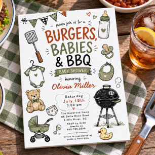 Burgers, Babies & BBQ Baby Shower Invitation
