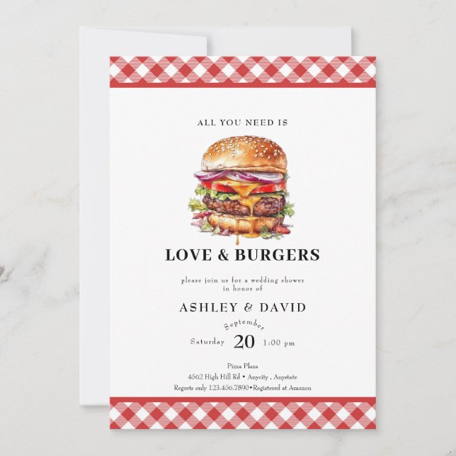 Burgers| BBQ | Couples Shower Invitation (Front)