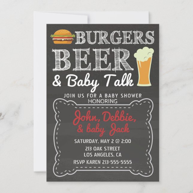 Burgers, Beer, & Baby Talk Baby Shower Invitation (Front)