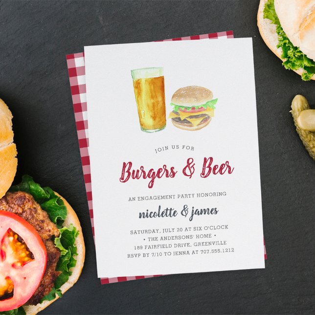 Burgers & Beer Engagement Party Invitation (Creator Uploaded)