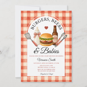 Burgers, Beers & Babies Baby Shower BBQ Backyard Invitation