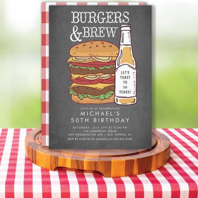 Burgers & Brew Barbecue Birthday Invitation (Creator Uploaded)