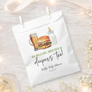 Burgers Brews and Diapers Too! Baby Shower Favour Bags