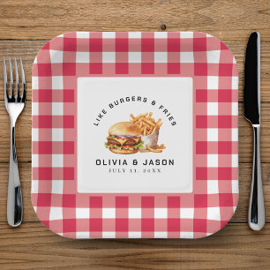 Burgers & Fries Picnic Wedding Shower Paper Plate