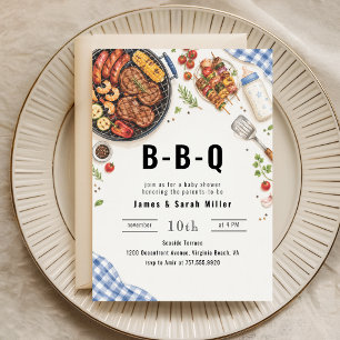 Burgers Grill Cookout Baby Q Baby Shower Invitation