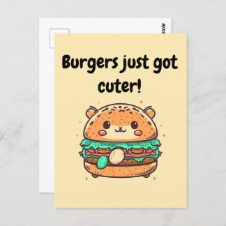 Burgers just got cuter! - Cute Burger Hamster Postcard