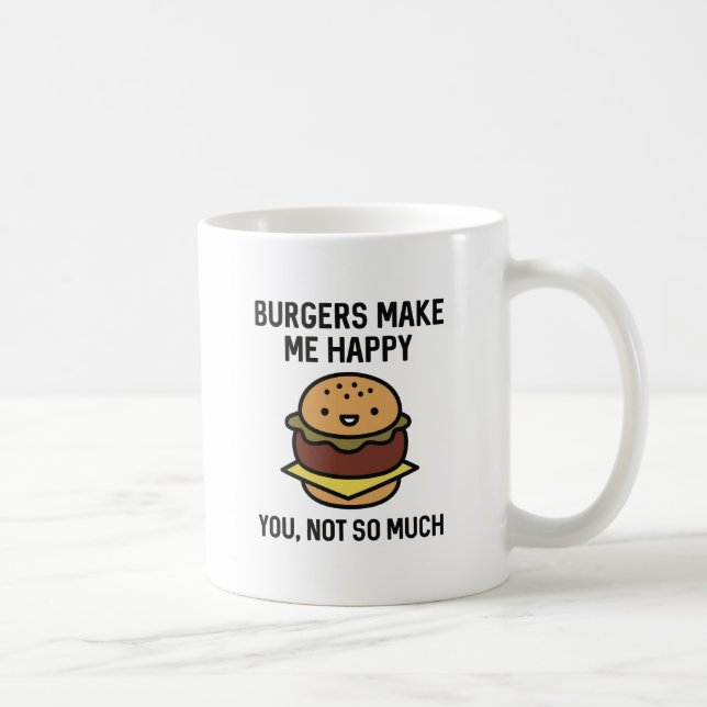 Burgers Make Me Happy Coffee Mug (Right)