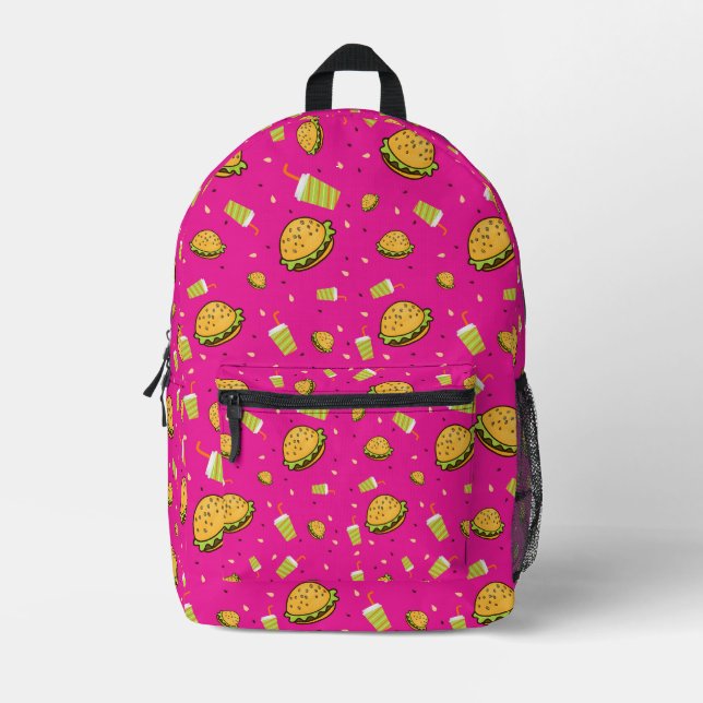Burgers pattern printed backpack (Front)