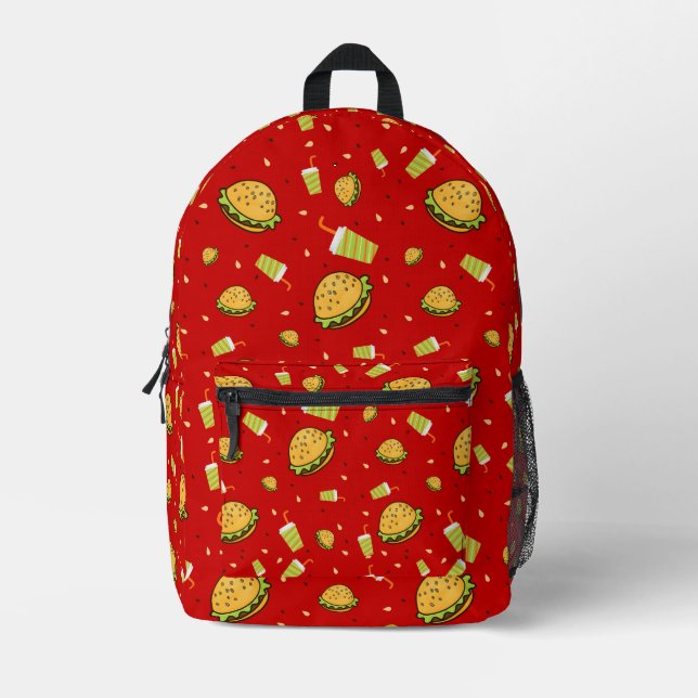 Burgers pattern printed backpack (Front)